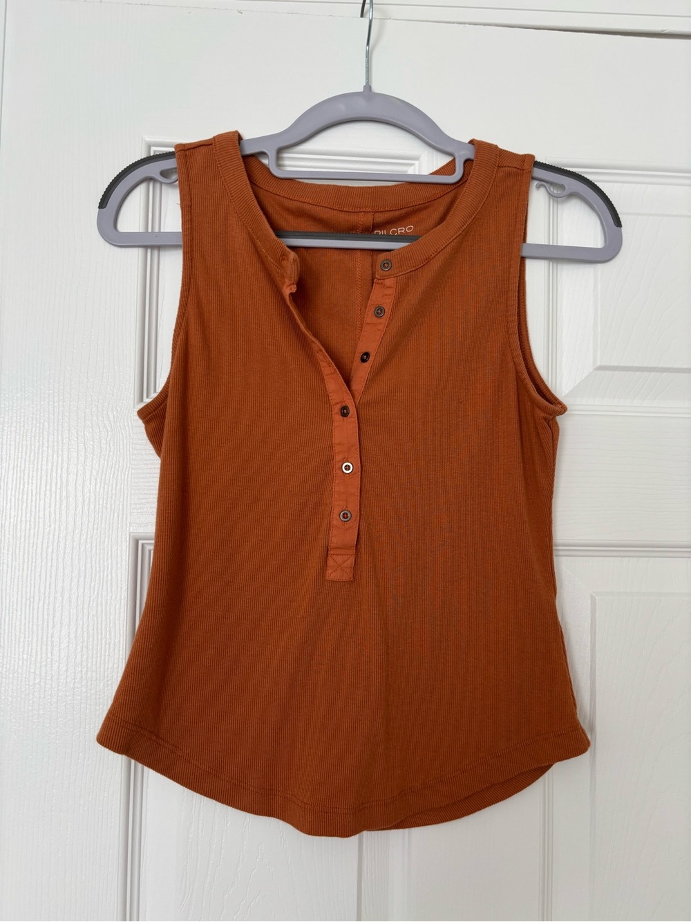 Pilcro Rust Henley Ribbed Tank in Burnt Orange